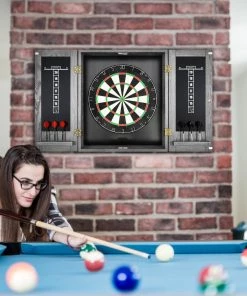 DARTBOARD CABINETS Imperial 18 Inch Bristle Dartboard Cabinet - Silver Mist