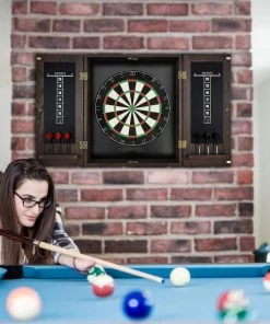 Imperial 18 Inch Bristle Dartboard Cabinet - Weathered Dark Chestnut