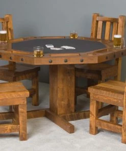 Viking Industries POKER TABLES Viking Log Barnwood Poker Table