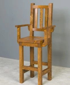 Viking Industries CHAIRS Barnwood Pub Chair With Arm Rests Saddle Seat