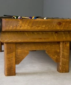 Viking Industries Viking Log 7' Barnwood Timber Lodge Pool Table BILLIARDS