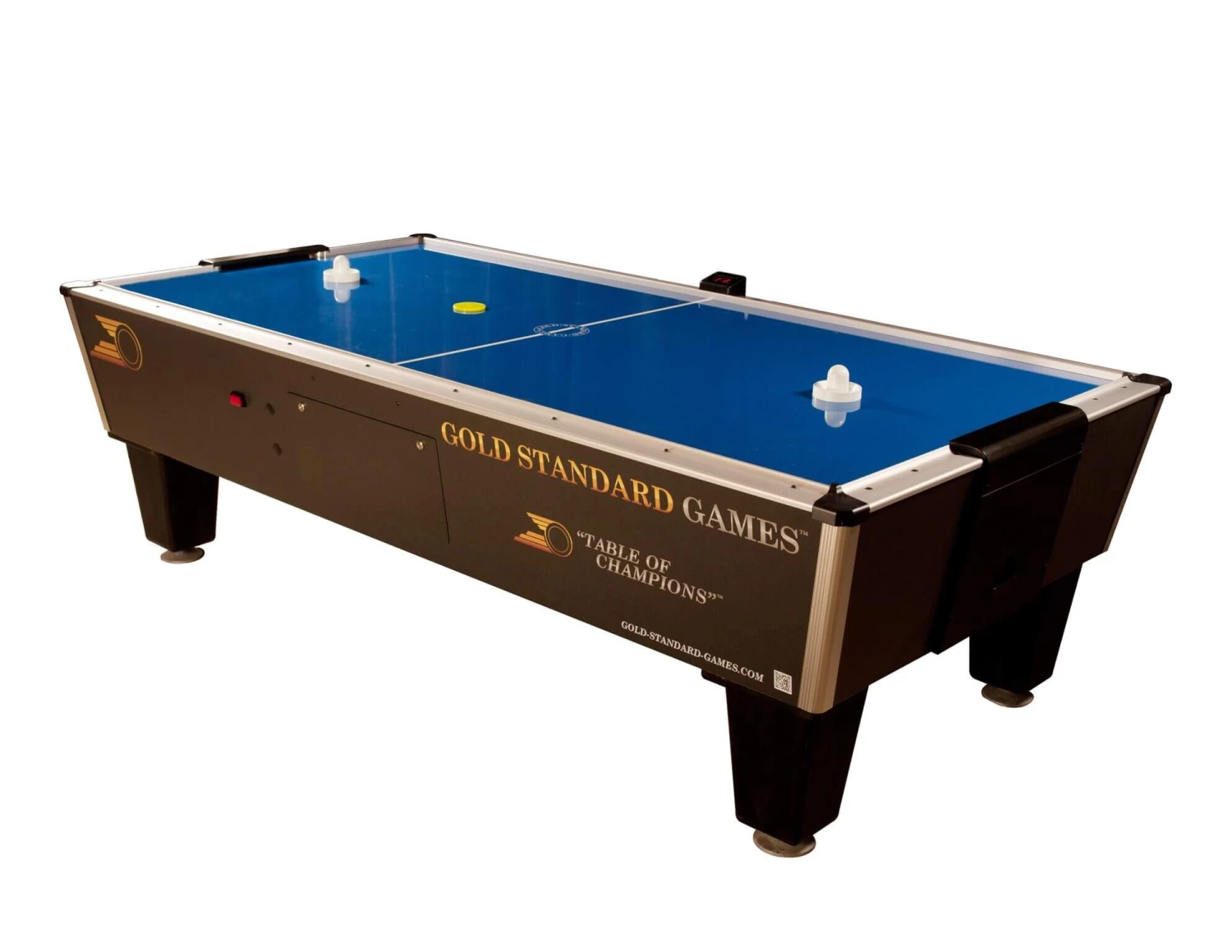 Gold Standard Games Tournament Pro 8 Ft Air Hockey Table- Dark Blue - Free Play - Side Score 3 Gold Standard Games Tournament Pro 8 Ft Air Hockey Table- Dark Blue - Free Play - Side Score