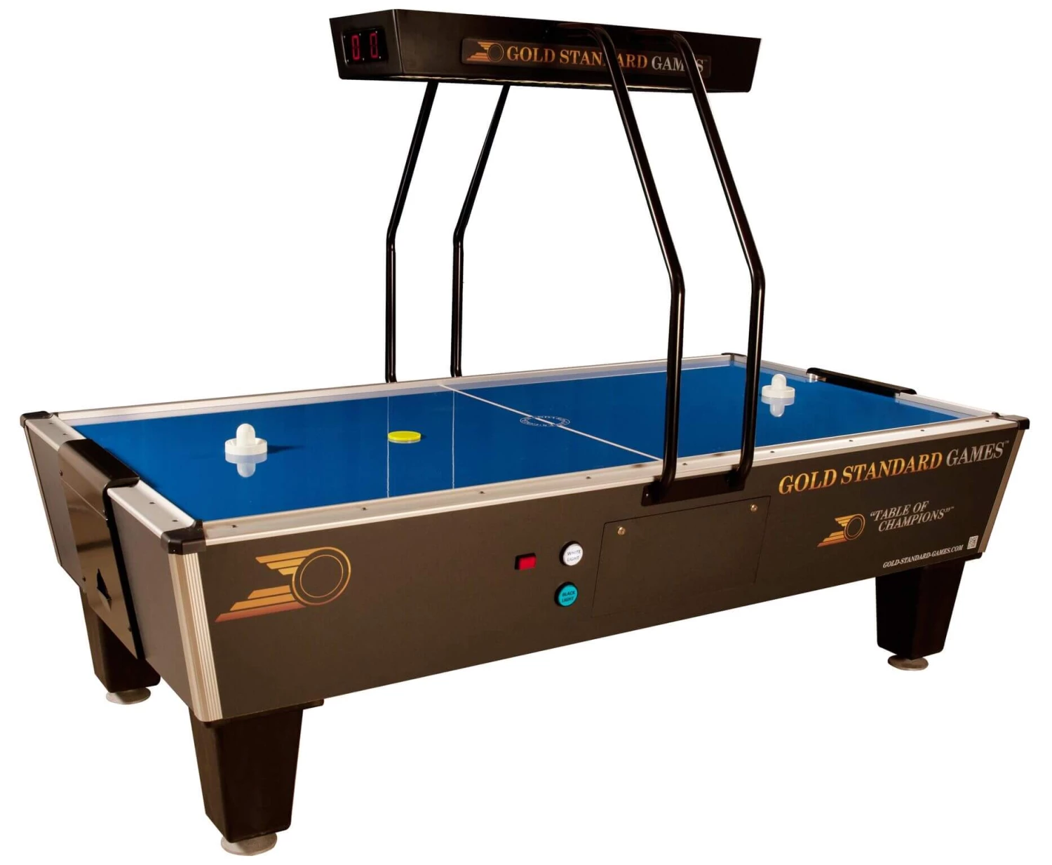Gold Standard Games Tournament Pro Elite 8 Ft Air Hockey Table - Dark Blue - Free Play 4 Gold Standard Games Tournament Pro Elite 8 Ft Air Hockey Table - Dark Blue - Free Play