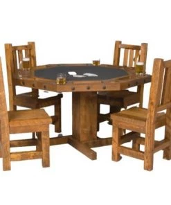 Viking Industries POKER TABLES Viking Log Barnwood Poker Table